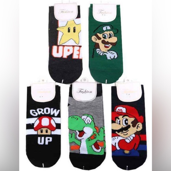 Other - Dozen Mario Character Socks - Multicolor
